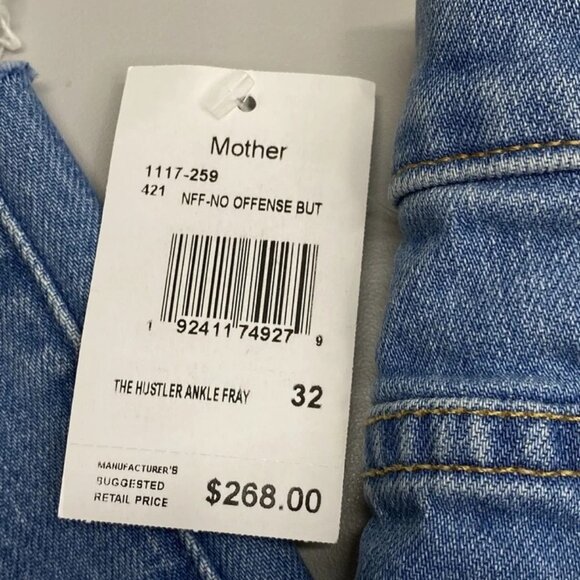 Mother Women's The Hustler Ankle Fray Jeans Light Blue High Rise Flare Size 32 - Picture 2 of 9